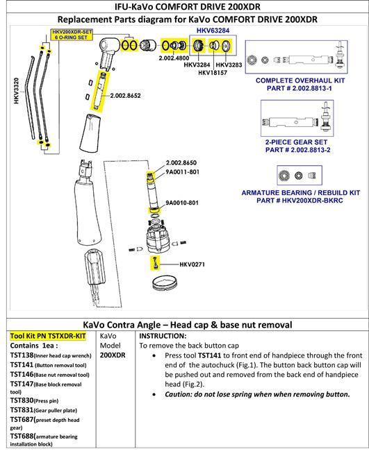 KaVo COMFORTDrive 200 XDR Rebuild Instructions